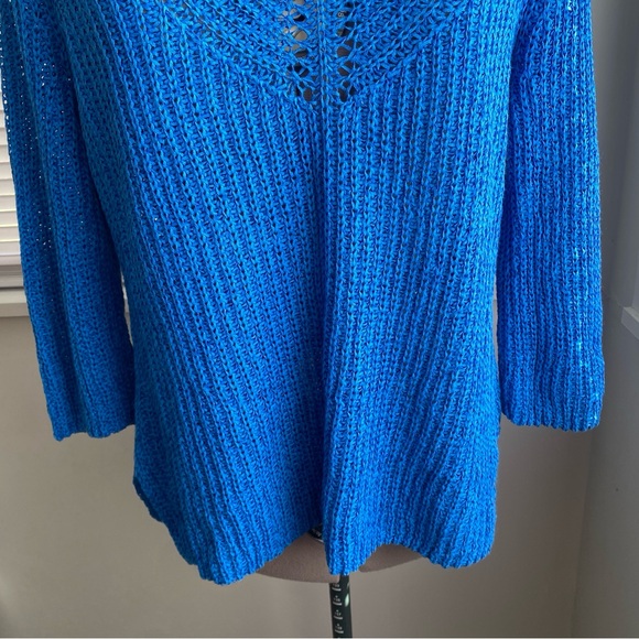 NIC+ZOE Women's Cobalt Blue V-Neck Knit Sweater Size M - Picture 7 of 10